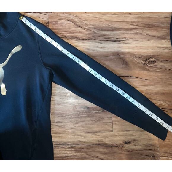 Black and Gold Women’s Puma Cowl Neck Hoodie with Kangaroo Pocket Size Large - Picture 4 of 6